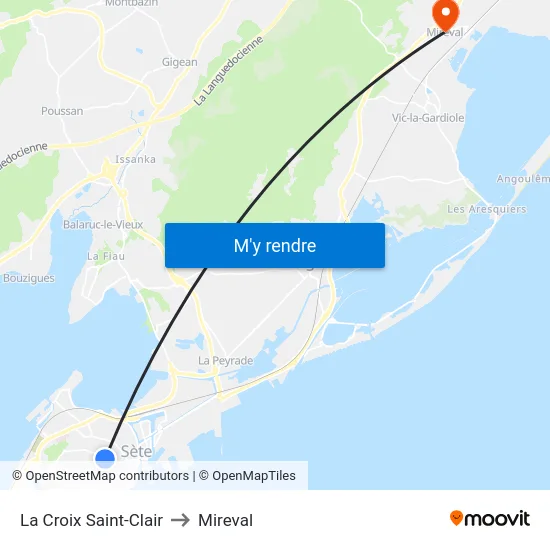 La Croix Saint-Clair to Mireval map