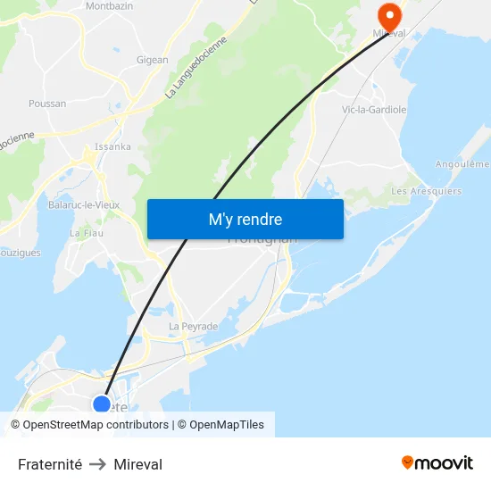 Fraternité to Mireval map