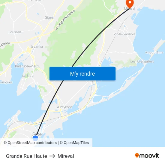 Grande Rue Haute to Mireval map