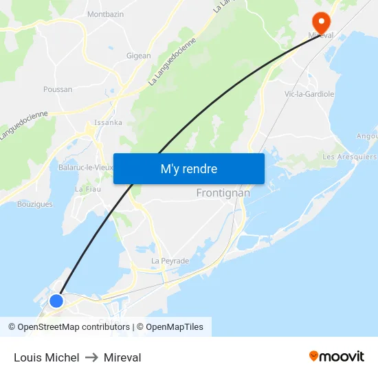 Louis Michel to Mireval map
