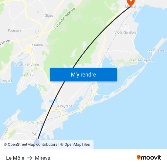 Le Môle to Mireval map