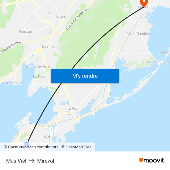 Mas Viel to Mireval map
