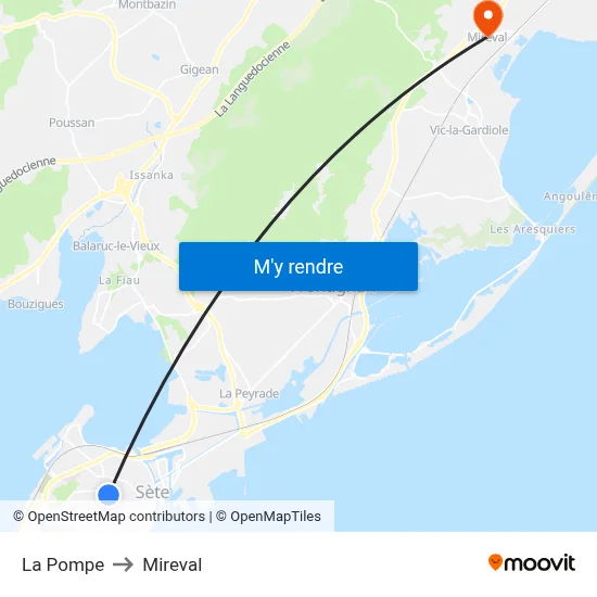 La Pompe to Mireval map