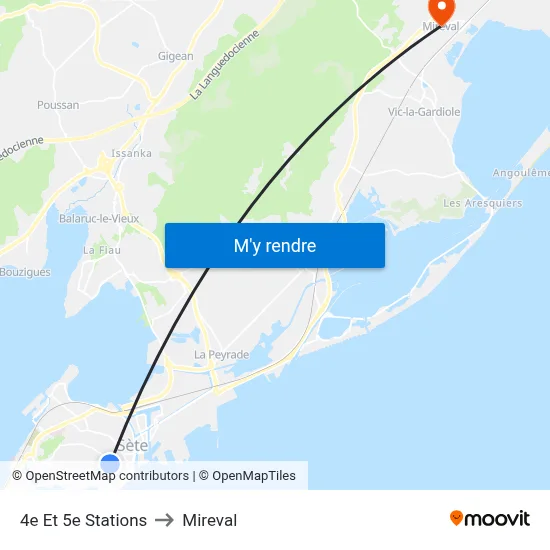 4e Et 5e Stations to Mireval map