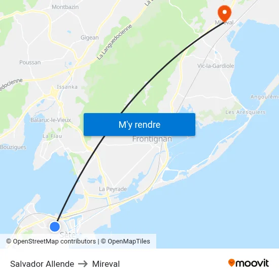 Salvador Allende to Mireval map