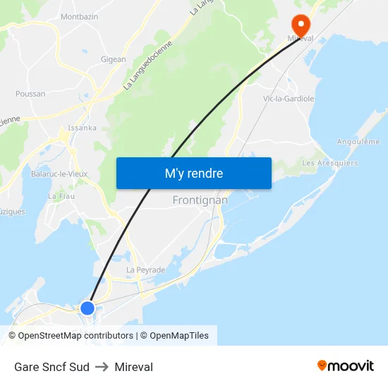 Gare Sncf Sud to Mireval map