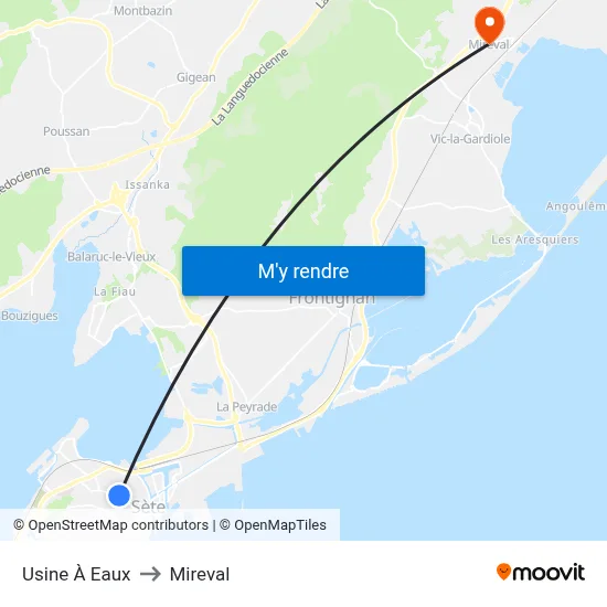 Usine À Eaux to Mireval map