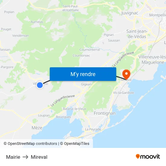 Mairie to Mireval map