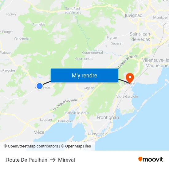 Route De Paulhan to Mireval map