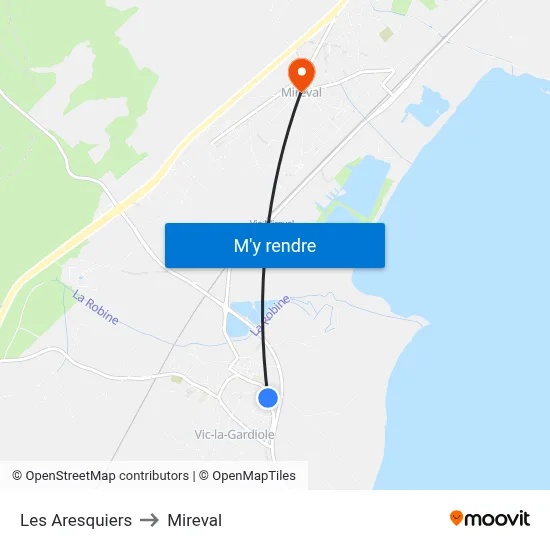 Les Aresquiers to Mireval map