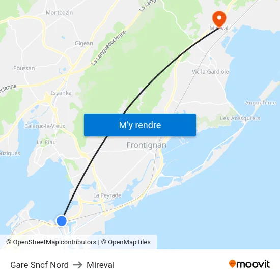 Gare Sncf Nord to Mireval map