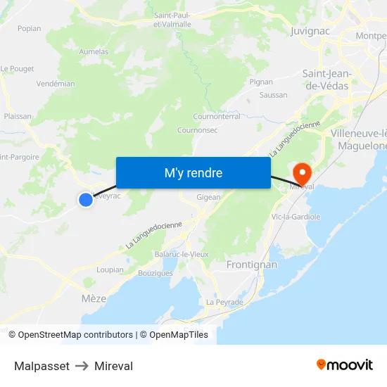 Malpasset to Mireval map