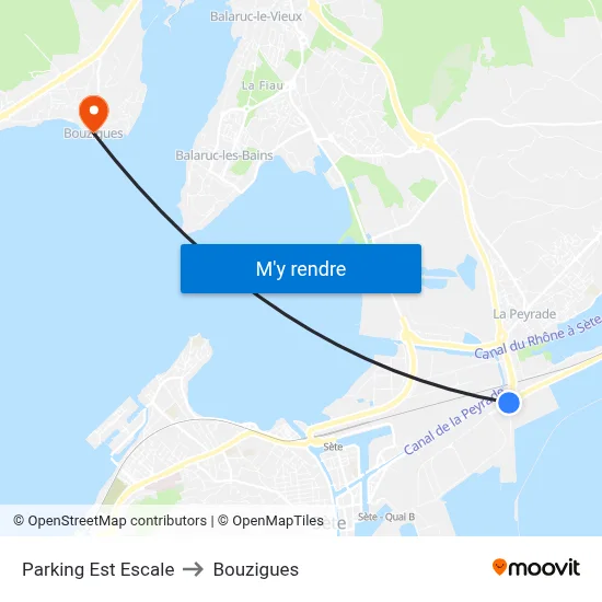 Parking Est Escale to Bouzigues map