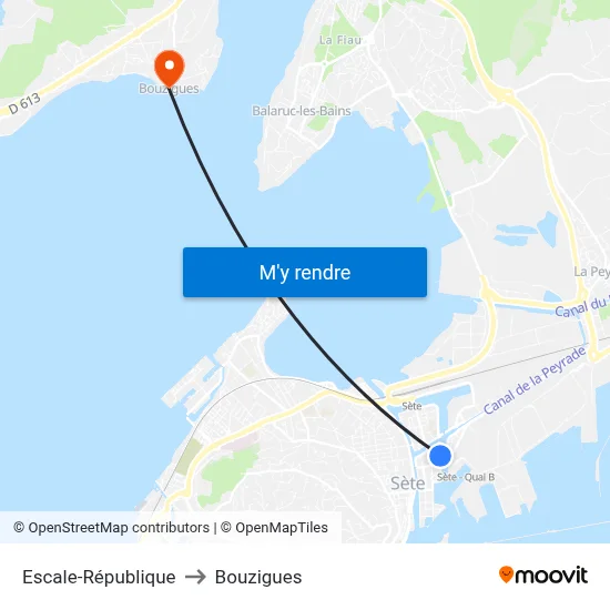 Escale-République to Bouzigues map