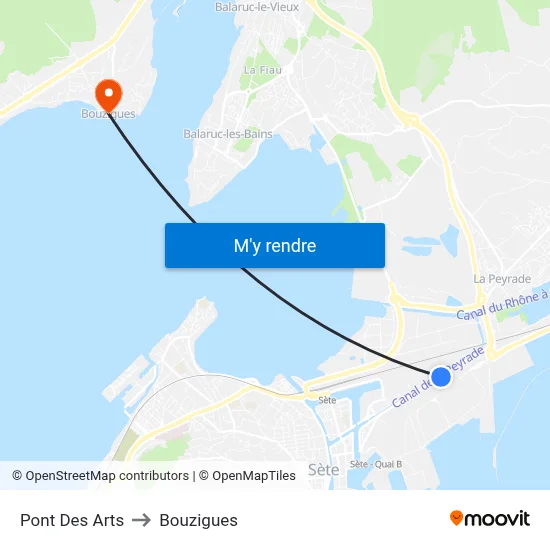 Pont Des Arts to Bouzigues map