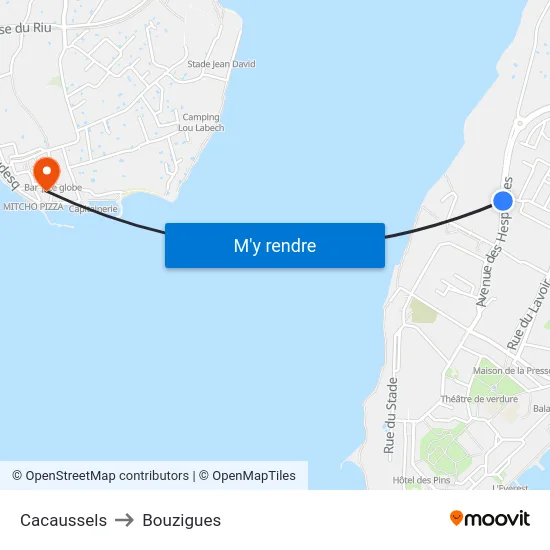 Cacaussels to Bouzigues map