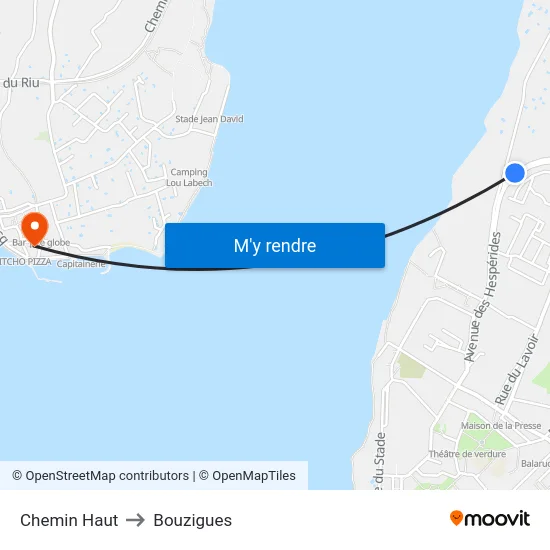 Chemin Haut to Bouzigues map