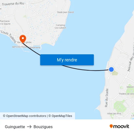 Guinguette to Bouzigues map