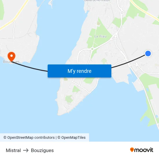 Mistral to Bouzigues map