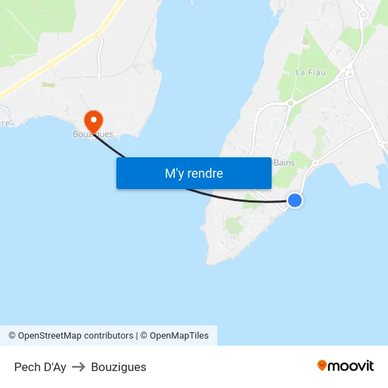 Pech D'Ay to Bouzigues map