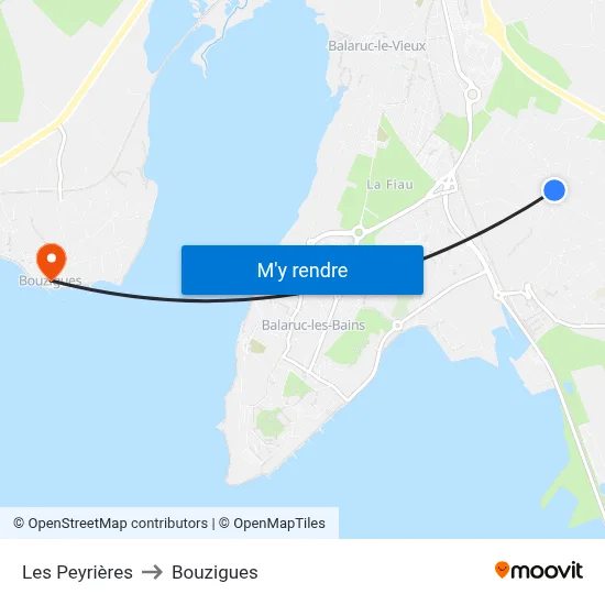 Les Peyrières to Bouzigues map