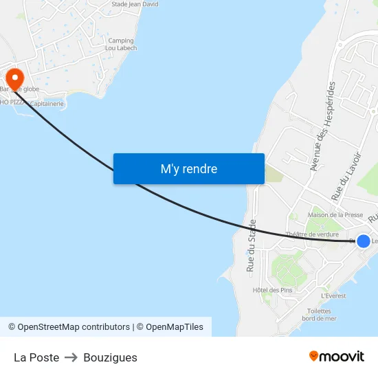 La Poste to Bouzigues map