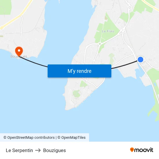 Le Serpentin to Bouzigues map