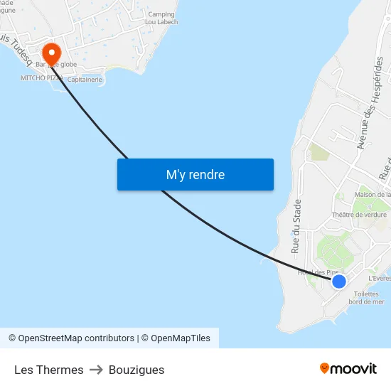 Les Thermes to Bouzigues map