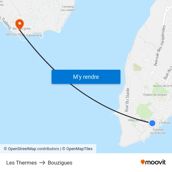 Les Thermes to Bouzigues map