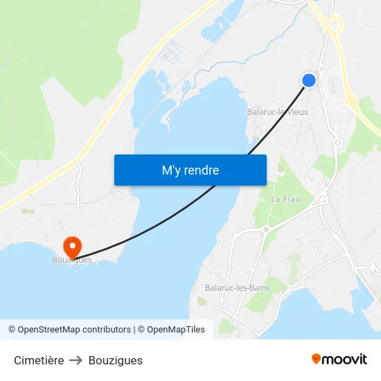 Cimetière to Bouzigues map