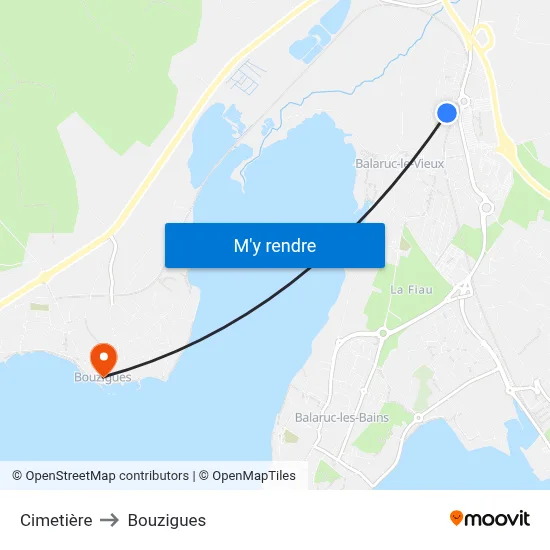 Cimetière to Bouzigues map