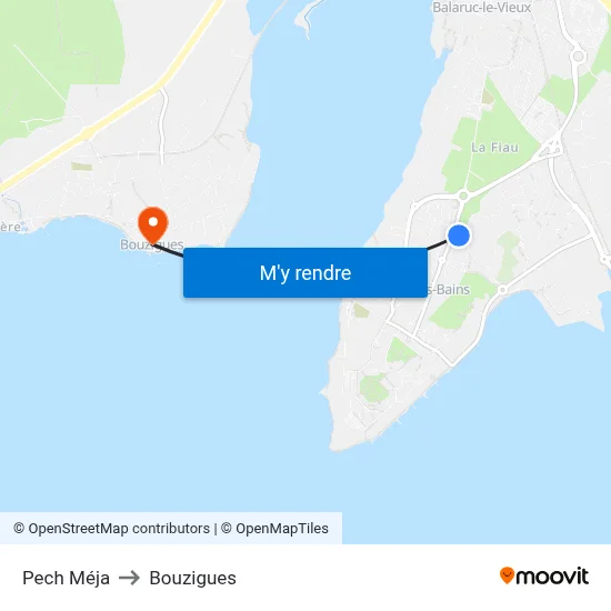 Pech Méja to Bouzigues map