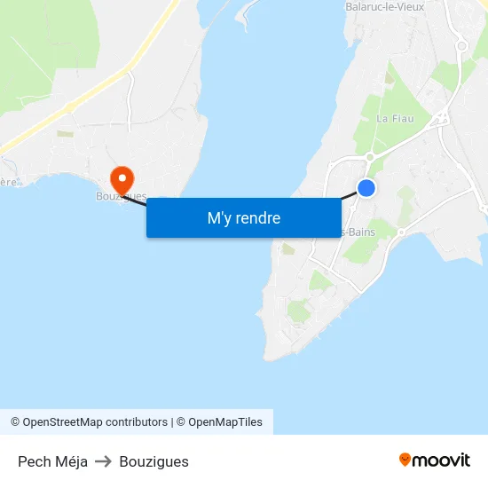 Pech Méja to Bouzigues map