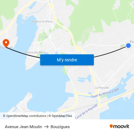 Avenue Jean Moulin to Bouzigues map