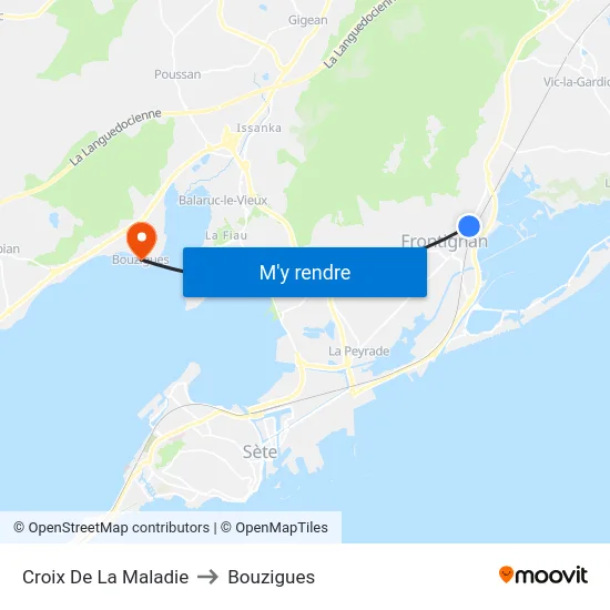 Croix De La Maladie to Bouzigues map