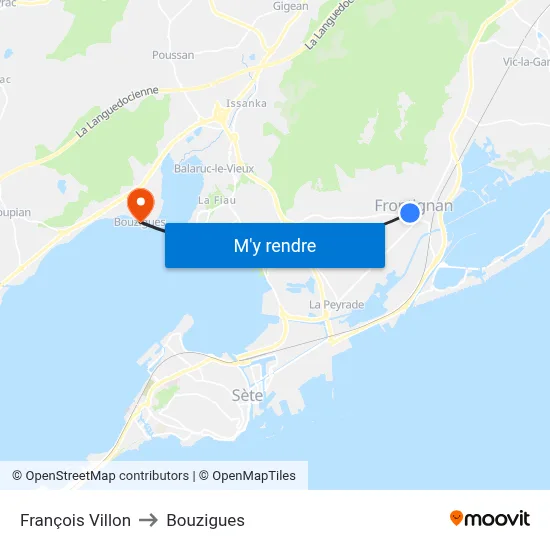 François Villon to Bouzigues map