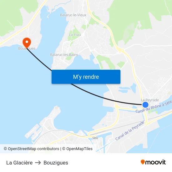 La Glacière to Bouzigues map