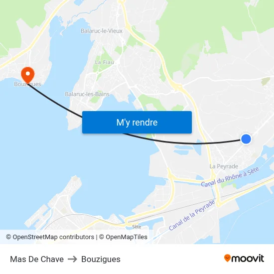 Mas De Chave to Bouzigues map