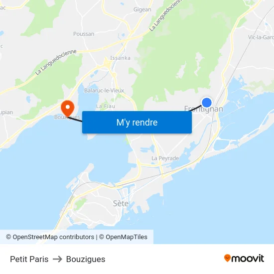 Petit Paris to Bouzigues map