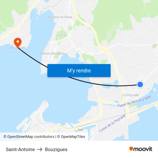 Saint-Antoine to Bouzigues map