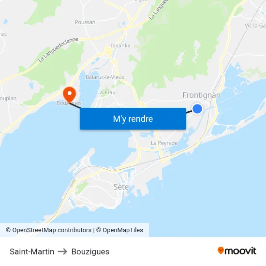 Saint-Martin to Bouzigues map