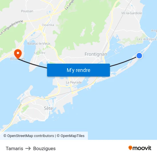 Tamaris to Bouzigues map