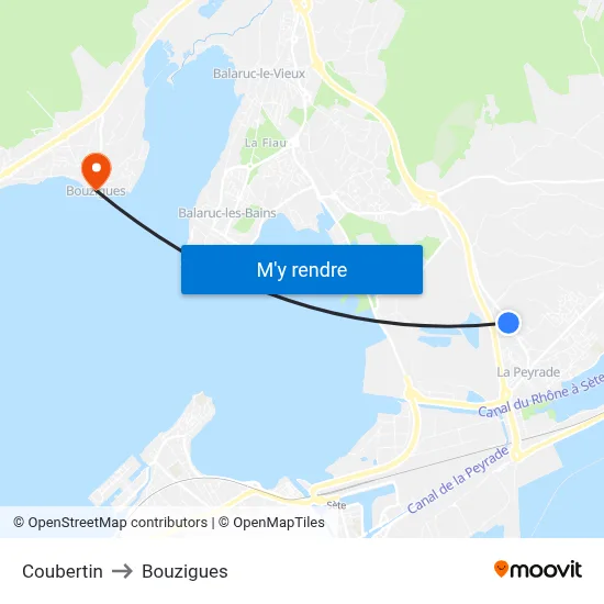 Coubertin to Bouzigues map