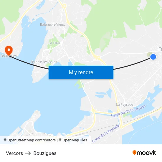 Vercors to Bouzigues map