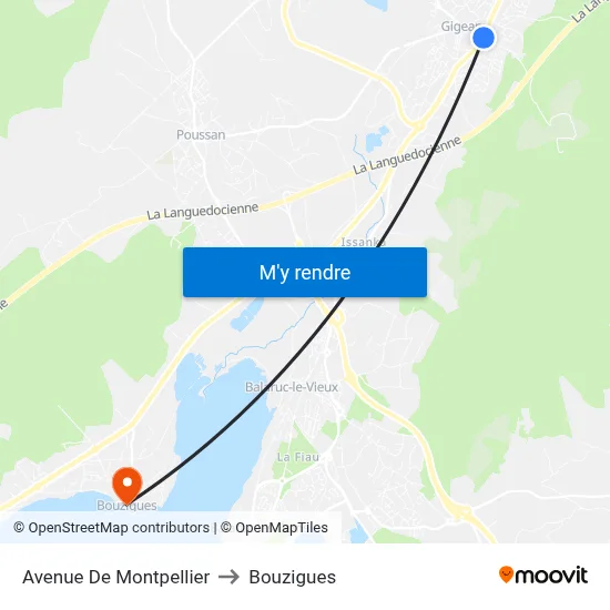 Avenue De Montpellier to Bouzigues map
