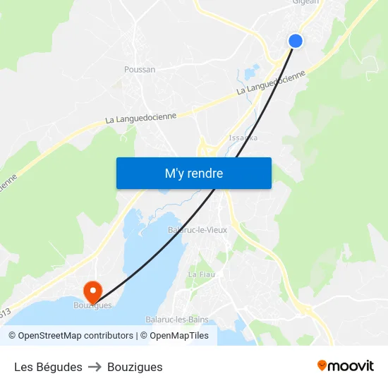 Les Bégudes to Bouzigues map