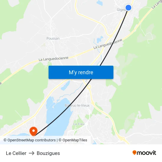Le Cellier to Bouzigues map