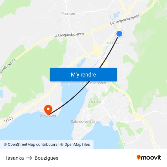 Issanka to Bouzigues map