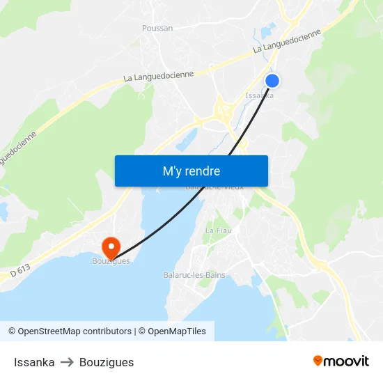 Issanka to Bouzigues map