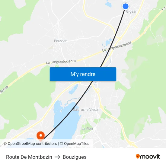 Route De Montbazin to Bouzigues map